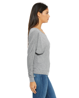 Sample of Bella 8850 - Ladies' Flowy Long-Sleeve Off Shoulder T-Shirt in ATHLETIC HEATHER from side sleeveleft