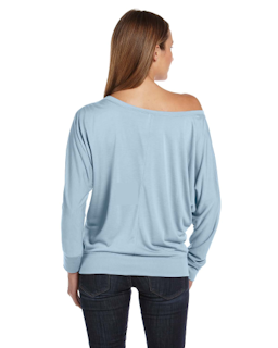 Sample of Bella 8850 - Ladies' Flowy Long-Sleeve Off Shoulder T-Shirt in BLUE MARBLE from side back
