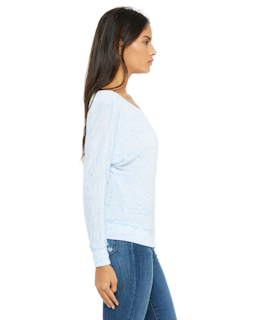 Sample of Bella 8850 - Ladies' Flowy Long-Sleeve Off Shoulder T-Shirt in BLUE MARBLE from side sleeveleft