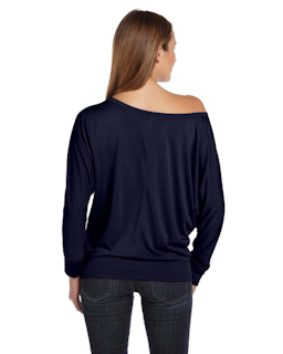 Sample of Bella 8850 - Ladies' Flowy Long-Sleeve Off Shoulder T-Shirt in MIDNIGHT from side back