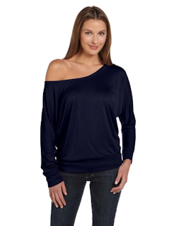Sample of Bella 8850 - Ladies' Flowy Long-Sleeve Off Shoulder T-Shirt in MIDNIGHT from side front
