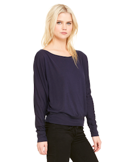 Sample of Bella 8850 - Ladies' Flowy Long-Sleeve Off Shoulder T-Shirt in MIDNIGHT from side sleeveleft