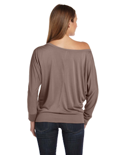 Sample of Bella 8850 - Ladies' Flowy Long-Sleeve Off Shoulder T-Shirt in PEBBLE BROWN from side back