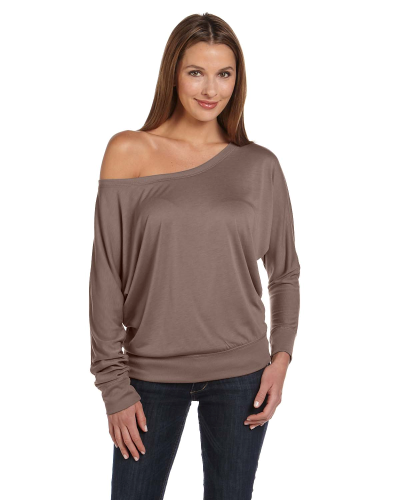 Sample of Bella 8850 - Ladies' Flowy Long-Sleeve Off Shoulder T-Shirt in PEBBLE BROWN style