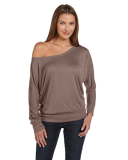Sample of Bella 8850 - Ladies' Flowy Long-Sleeve Off Shoulder T-Shirt in PEBBLE BROWN from side front