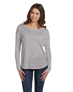 Sample of Bella 8852 - Ladies' Flowy Long-Sleeve T-Shirt in ATHLETIC HEATHER from side front