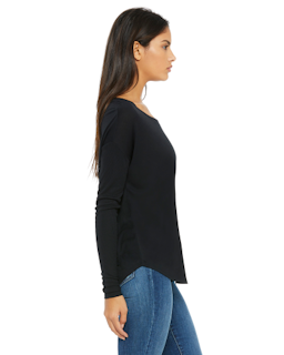 Sample of Bella 8852 - Ladies' Flowy Long-Sleeve T-Shirt in BLACK from side sleeveleft