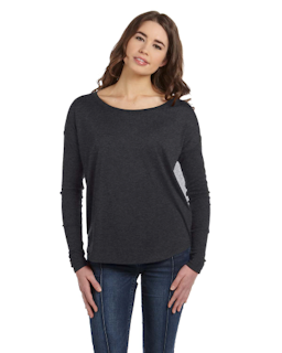 Sample of Bella 8852 - Ladies' Flowy Long-Sleeve T-Shirt in DRK GREY HEATHER from side front