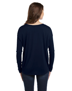 Sample of Bella 8852 - Ladies' Flowy Long-Sleeve T-Shirt in MIDNIGHT from side back