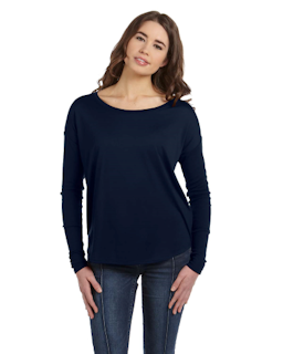 Sample of Bella 8852 - Ladies' Flowy Long-Sleeve T-Shirt in MIDNIGHT from side front