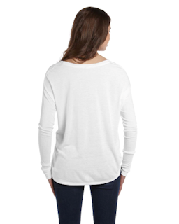 Sample of Bella 8852 - Ladies' Flowy Long-Sleeve T-Shirt in WHITE from side back