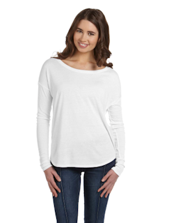 Sample of Bella 8852 - Ladies' Flowy Long-Sleeve T-Shirt in WHITE from side front