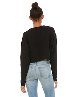 Sample of Ladies' Cropped Fleece Crew in BLACK from side back