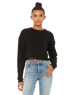 Sample of Ladies' Cropped Fleece Crew in BLACK from side front
