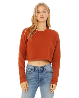 Sample of Ladies' Cropped Fleece Crew in BRICK from side front
