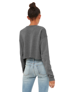 Sample of Ladies' Cropped Fleece Crew in DEEP HEATHER from side back
