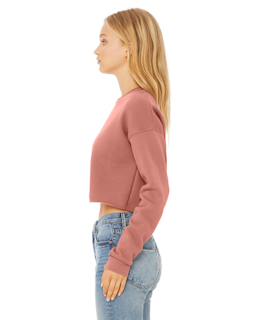 Sample of Ladies' Cropped Fleece Crew in MAUVE from side sleeveright