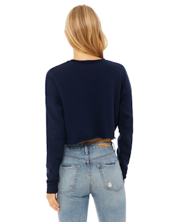 Sample of Ladies' Cropped Fleece Crew in NAVY from side back