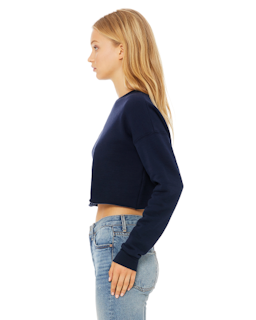 Sample of Ladies' Cropped Fleece Crew in NAVY from side sleeveright