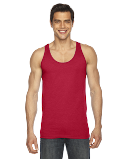 Sample of American Apparel BB408 Unisex Poly-Cotton Tank in RED from side front