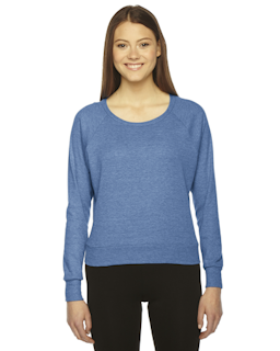 Sample of American Apparel BR394 Ladies' Triblend Lightweight Raglan Pullover in ATHLETIC BLUE from side front