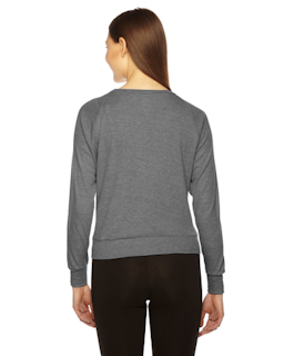 Sample of American Apparel BR394 Ladies' Triblend Lightweight Raglan Pullover in ATHLETIC GREY from side back