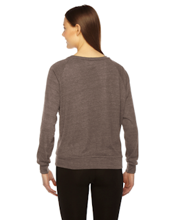 Sample of American Apparel BR394 Ladies' Triblend Lightweight Raglan Pullover in TRI COFFEE from side back
