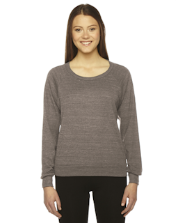 Sample of American Apparel BR394 Ladies' Triblend Lightweight Raglan Pullover in TRI COFFEE from side front