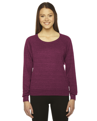 Sample of American Apparel BR394 Ladies' Triblend Lightweight Raglan Pullover in TRI CRANBERRY style