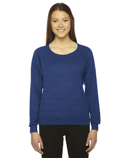 Sample of American Apparel BR394 Ladies' Triblend Lightweight Raglan Pullover in TRI INDIGO from side front