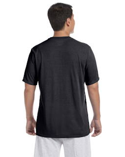 Sample of Gildan G420 - Adult Performance 100% Polyester Tee in BLACK from side back