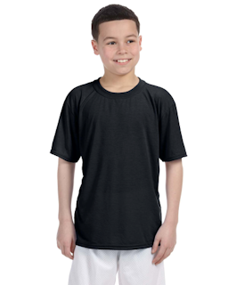 Sample of Gildan G420B - Youth Performance 100% Polyester T in BLACK from side front