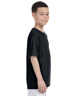 Sample of Gildan G420B - Youth Performance 100% Polyester T in BLACK from side sleeveleft