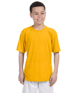 Sample of Gildan G420B - Youth Performance 100% Polyester T in GOLD from side front