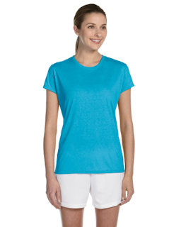 Sample of Gildan G420L - Ladies' Performance 100% Polyester Tee in CAROLINA BLUE from side front