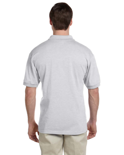 Sample of Gildan G880 - Adult 6 oz. 50/50 Jersey Polo in ASH GREY from side back