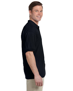 Sample of Gildan G880 - Adult 6 oz. 50/50 Jersey Polo in BLACK from side sleeveleft