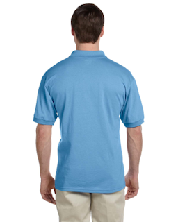 Sample of Gildan G880 - Adult 6 oz. 50/50 Jersey Polo in CAROLINA BLUE from side back