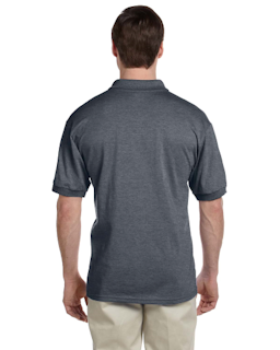 Sample of Gildan G880 - Adult 6 oz. 50/50 Jersey Polo in DARK HEATHER from side back