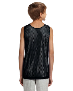 Sample of A4 N2206 Youth Reversible Mesh Tank in BLACK WHITE from side back