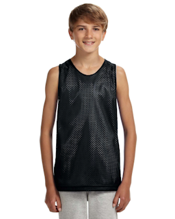 Sample of A4 N2206 Youth Reversible Mesh Tank in BLACK WHITE from side front