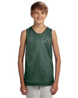 Sample of A4 N2206 Youth Reversible Mesh Tank in HUNTER WHITE from side front