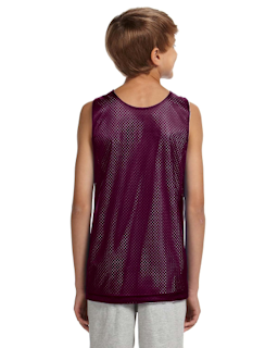 Sample of A4 N2206 Youth Reversible Mesh Tank in MAROON WHITE from side back