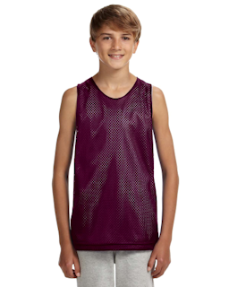 Sample of A4 N2206 Youth Reversible Mesh Tank in MAROON WHITE from side front