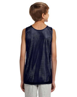 Sample of A4 N2206 Youth Reversible Mesh Tank in NAVY WHITE from side back