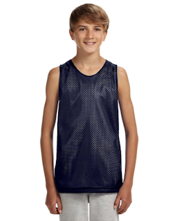 Sample of A4 N2206 Youth Reversible Mesh Tank in NAVY WHITE from side front