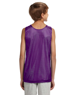 Sample of A4 N2206 Youth Reversible Mesh Tank in PURPLE WHITE from side back