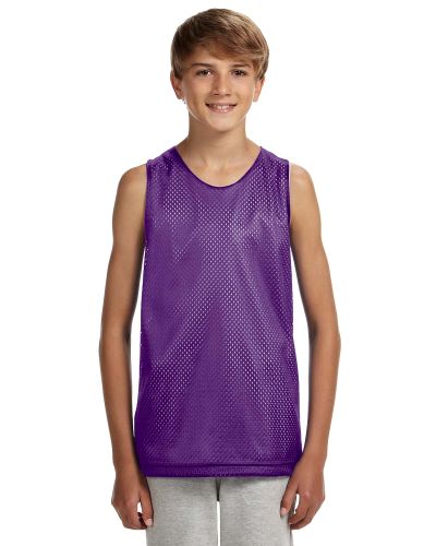 Sample of A4 N2206 Youth Reversible Mesh Tank in PURPLE WHITE style