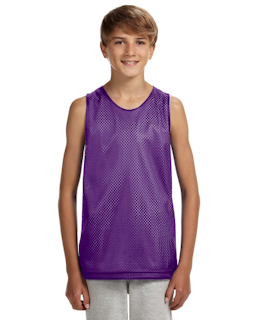 Sample of A4 N2206 Youth Reversible Mesh Tank in PURPLE WHITE from side front