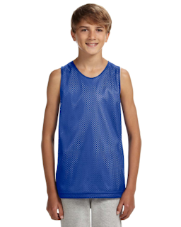 Sample of A4 N2206 Youth Reversible Mesh Tank in ROYAL WHITE from side front